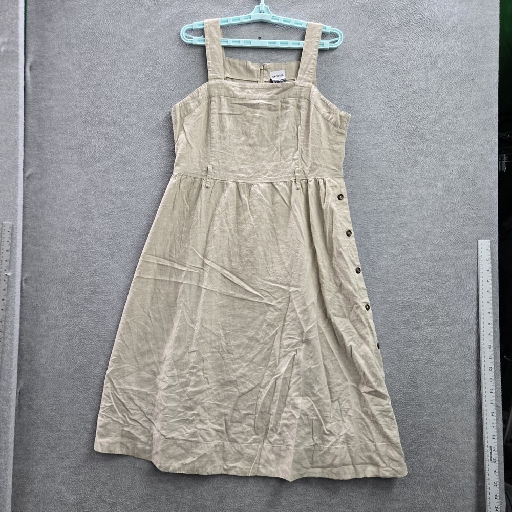 Nicole Miller New York Women Dress XL Brown Linen Viscose